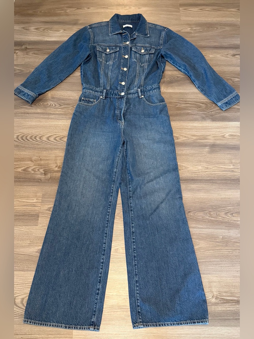 Loft Denim Jean Jumpsuit Women’s size 6 Zip Fly Button Up Long Sleeve Lyocell - Picture 9 of 9